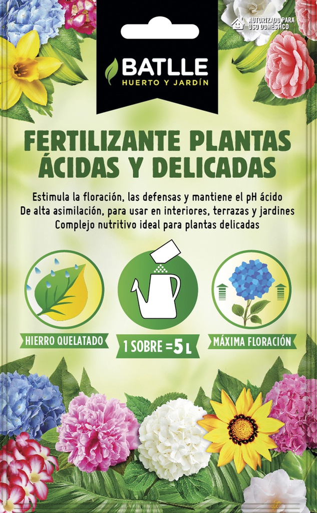 FERTILIZANTE PLANTAS ACIDAS Y DELICADAS BATLLE SOBRE 5 LT.