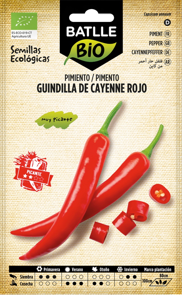 SEMILLAS BATLLE PIMIENTO GUINDILLA DE CAYENNE ROJO - ECO