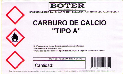 [CAR11] CARBURO DE CALCIO TIPO &quot;A&quot; BOTER
